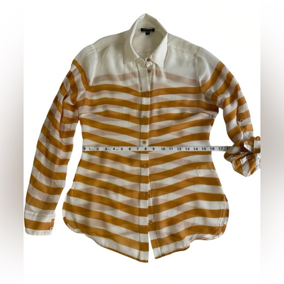 Bebe 100% Mulberry Silk Striped Button Front Blouse Shirt Top Small S - Picture 8 of 9